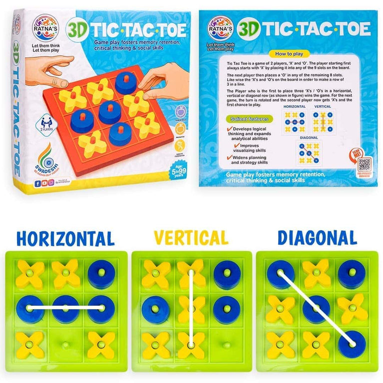 Preview image 4th product image for 3D Tic Tac Toe Board Game for Kids and Adults - BachcheCompany.com