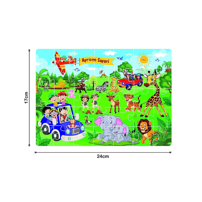 Preview image 4th product image for 4-in-1 Safari World Jigsaw Puzzle for Kids | 35 Pieces Each - BachcheCompany.com
