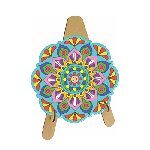 Preview image 2nd product image for Wooden Mandala Art Coloring Kit with 6 Designs & Watercolor- BachcheCompany.com