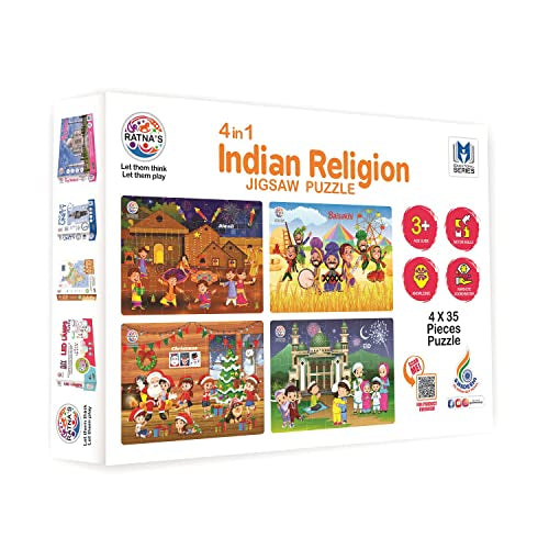 Preview image 2nd product image for Indian Religion Jigsaw Puzzle for Kids - 4 x 35 Pieces- BachcheCompany.com