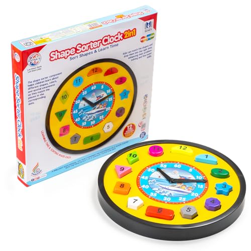 Preview image Educational Shape Sorter Clock for Toddlers - Teach Time and Colors- BachcheCompany.com
