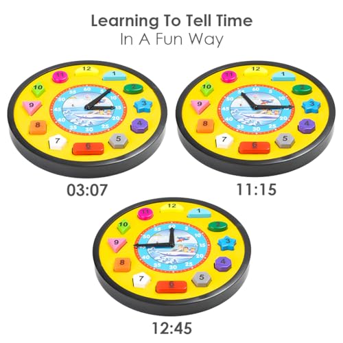 Preview image 3rd product image for Educational Shape Sorter Clock for Toddlers - Teach Time and Colors- BachcheCompany.com