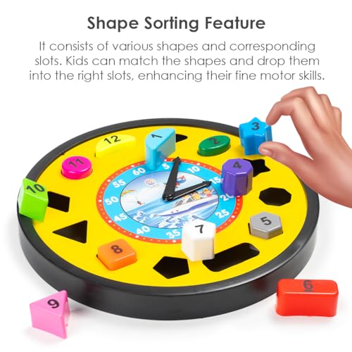 Preview image 4th product image for Educational Shape Sorter Clock for Toddlers - Teach Time and Colors- BachcheCompany.com