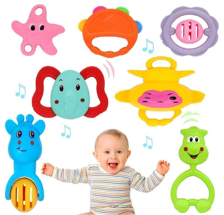 Preview image 7th product image for 7 Pcs Baby Rattles Teethers - Attractive Toys - BachcheCompany.com