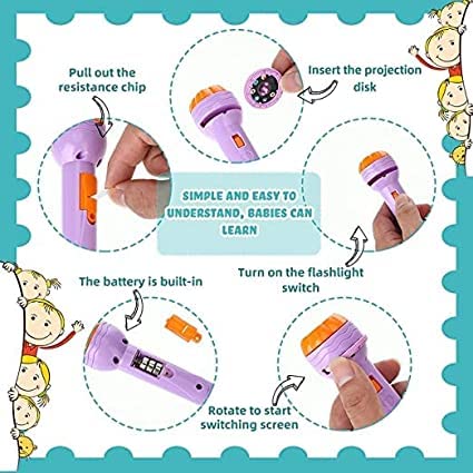Preview image 3rd product image for Projector Flashlight Torch for Kids | 6 Slides, 48 Patterns - BachcheCompany.com