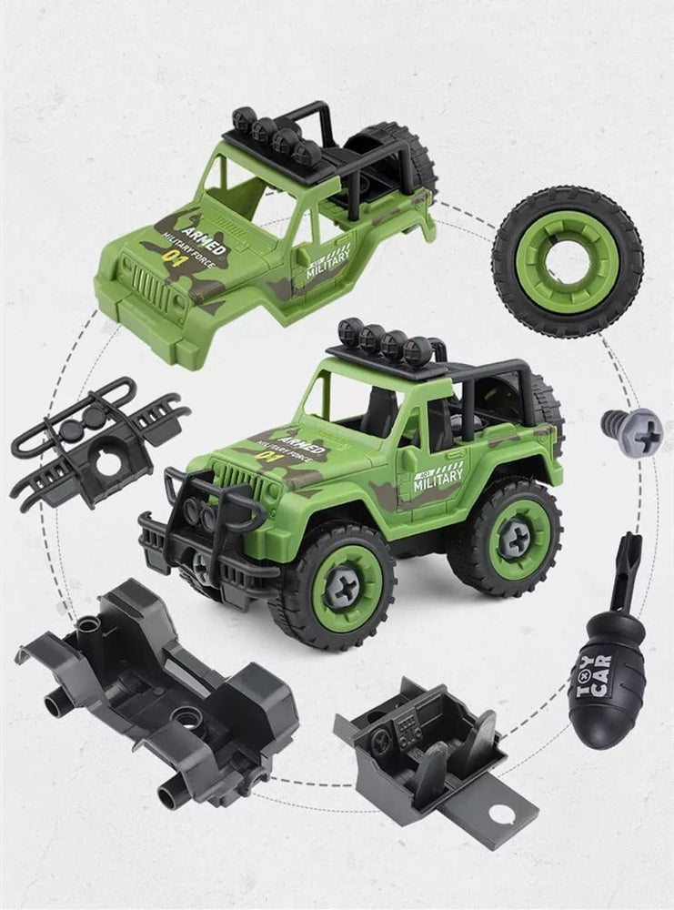 Preview image 4th product image for Military Army Toy Cars 4 Pack w/Screwdriver - STEM Toys - BachcheCompany.com