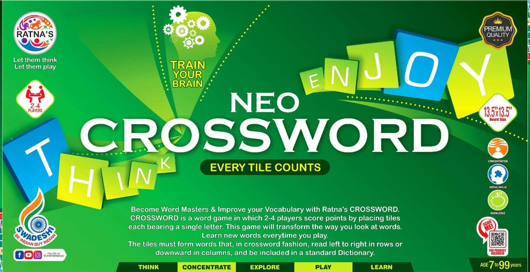 Ratnas Neo Crossword: Fun Word Game for Kids and Adults - BachcheCompany.com