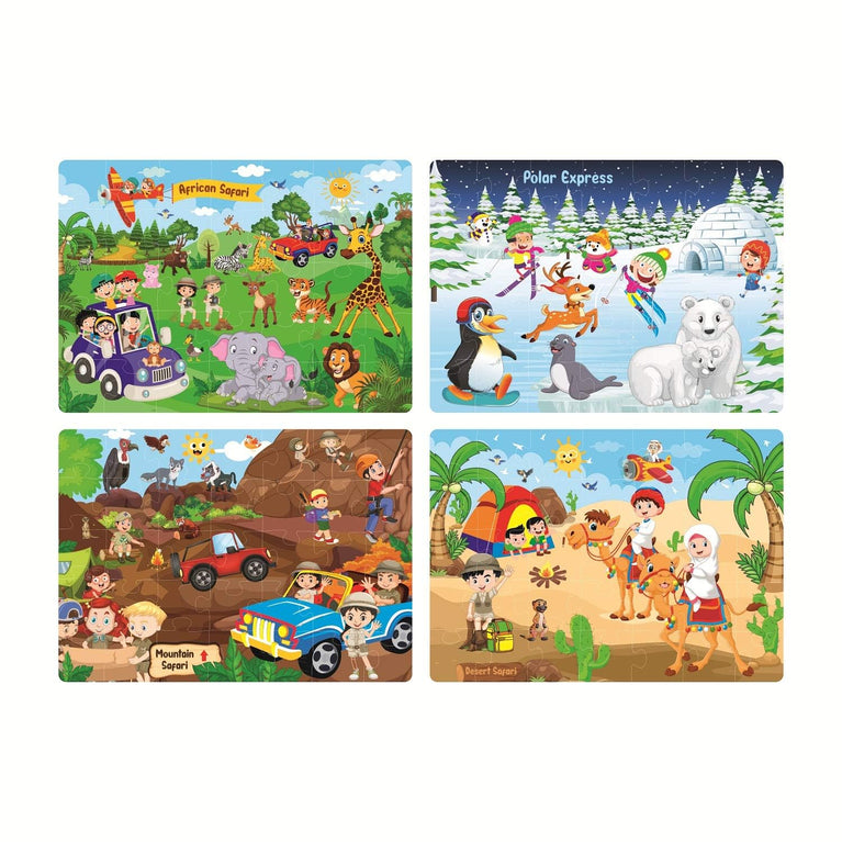 Preview image 3rd product image for 4-in-1 Safari World Jigsaw Puzzle for Kids | 35 Pieces Each - BachcheCompany.com