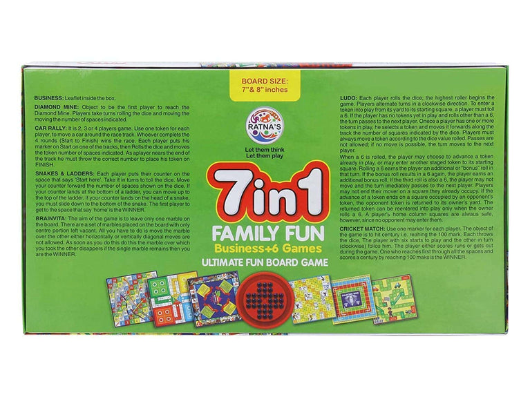 Preview image 3rd product image for 7-in-1 Family Board Games: Brainvita, Ludo and More - BachcheCompany.com