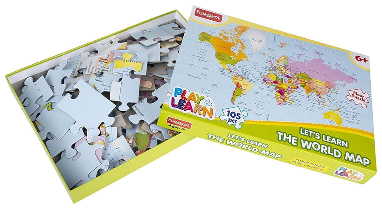 Preview image 5th product image for Funskool World Map Puzzle for 6+ Kids - BachcheCompany.com
