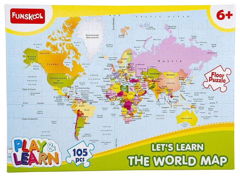 Preview image 2nd product image for Funskool World Map Puzzle for 6+ Kids - BachcheCompany.com