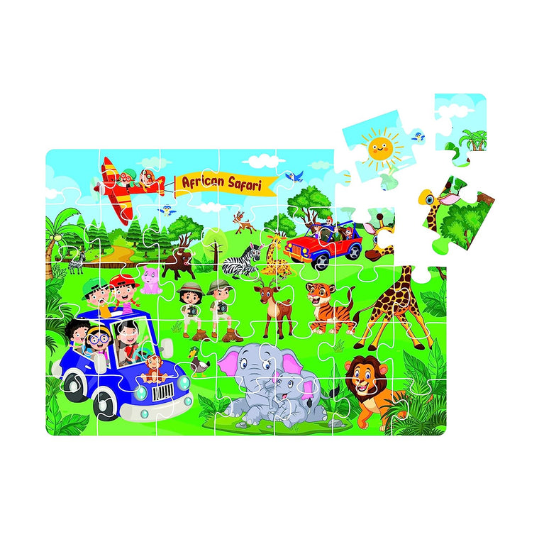 Preview image 2nd product image for 4-in-1 Safari World Jigsaw Puzzle for Kids | 35 Pieces Each - BachcheCompany.com