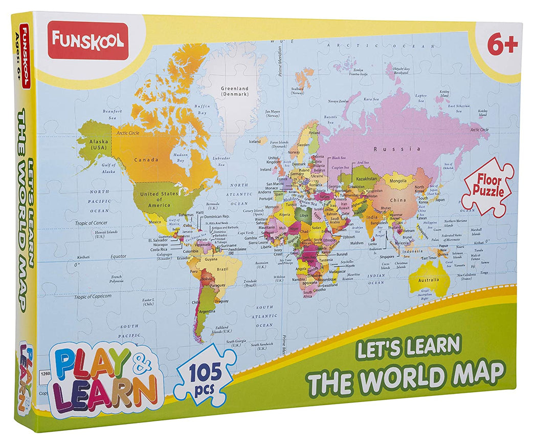 Funskool World Map Puzzle for 6+ Kids - BachcheCompany.com