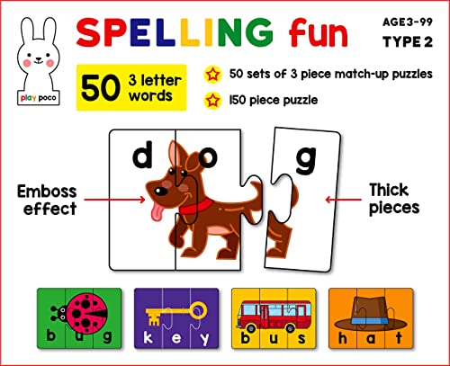 Preview image 2nd product image for Spelling Fun Type 2 Puzzle - Learn to Spell 50 Three-Letter Words - BachcheCompany.com
