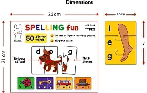 Preview image 6th product image for Spelling Fun Type 2 Puzzle - Learn to Spell 50 Three-Letter Words - BachcheCompany.com