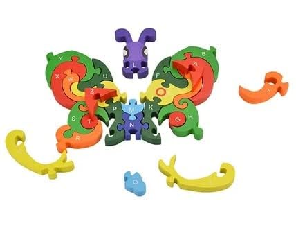 Preview image 2nd product image for Wooden Butterfly Puzzle for Toddlers - A to Z and 1 to 26 - BachcheCompany.com