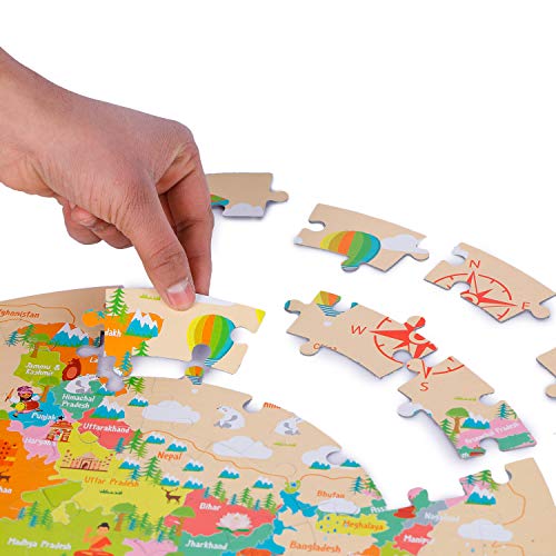 Preview image 3rd product image for Explore the Wonders of India: Amazing Map Jigsaw Puzzle - BachcheCompany.com