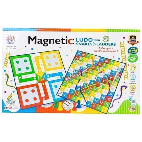 Preview image 8th product image for Fun Family Game: Magnetic Snakes and Ladders + Ludo - BachcheCompany.com