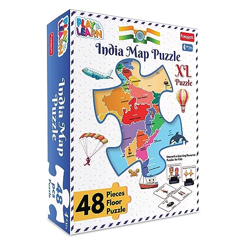 3-Foot Educational India Map Puzzle for 3+ Year Olds - BachcheCompany.com