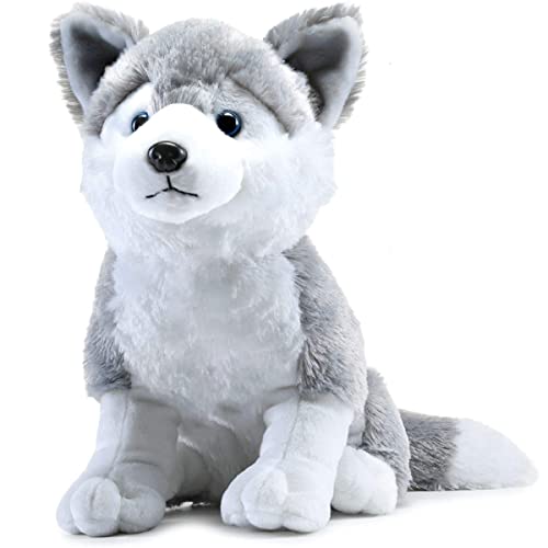 Plush Husky Dog Stuffed Animal - 35cm Grey - BachcheCompany.com
