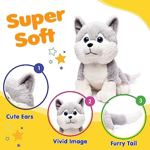 Preview image 2nd product image for Plush Husky Dog Stuffed Animal - 35cm Grey - BachcheCompany.com