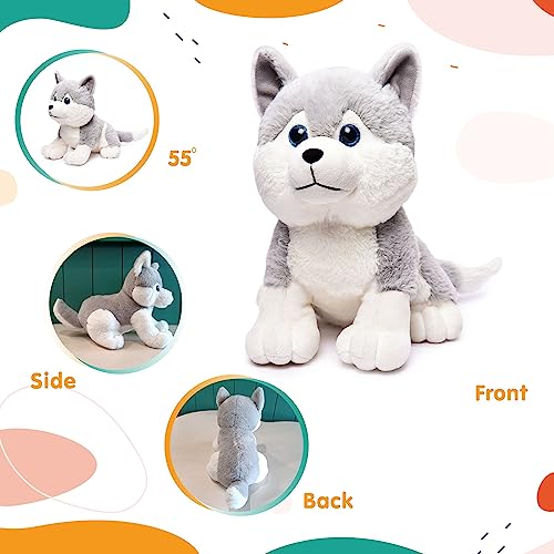 Preview image 3rd product image for Plush Husky Dog Stuffed Animal - 35cm Grey - BachcheCompany.com