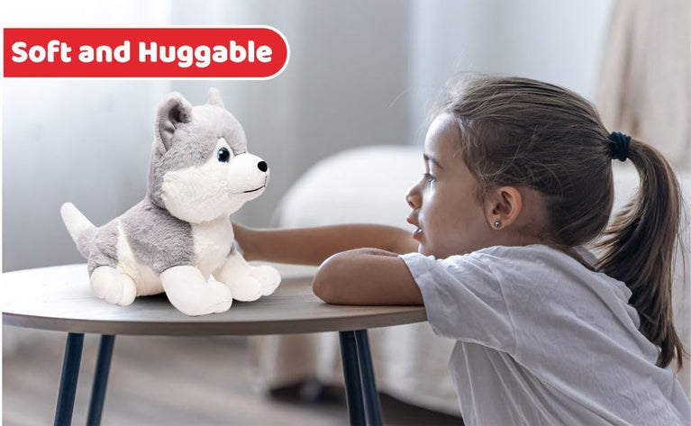 Preview image 4th product image for Plush Husky Dog Stuffed Animal - 35cm Grey - BachcheCompany.com