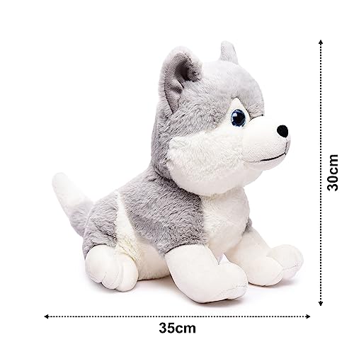 Preview image 5th product image for Plush Husky Dog Stuffed Animal - 35cm Grey - BachcheCompany.com