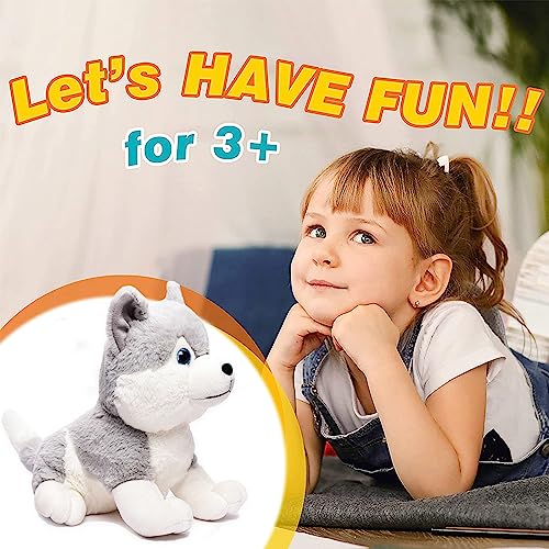 Preview image 8th product image for Plush Husky Dog Stuffed Animal - 35cm Grey - BachcheCompany.com