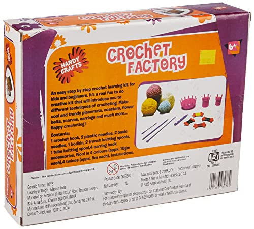 Preview image 2nd product image for Funskool Handycrafts Crochet Factory Crochet Kit - Create Scarves, Placemats, Coasters | 6 Years+ - BachcheCompany.com