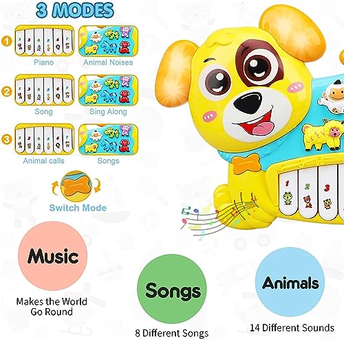 Preview image 2nd product image for Dog Design Piano - Musical, Flashing Lights and Animal Sounds - BachcheCompany.com
