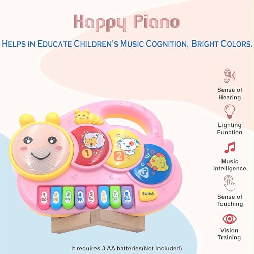 Preview image 3rd product image for Happy Caterpillar Piano Musical Toy - 8 Keys, Drum Pads, Music Switch - BachcheCompany.com