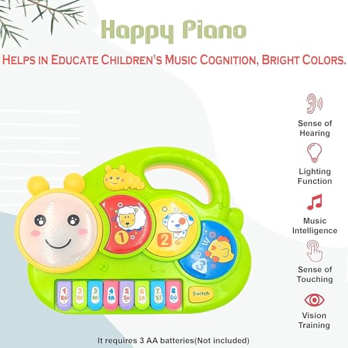 Preview image 6th product image for Happy Caterpillar Piano Musical Toy - 8 Keys, Drum Pads, Music Switch - BachcheCompany.com
