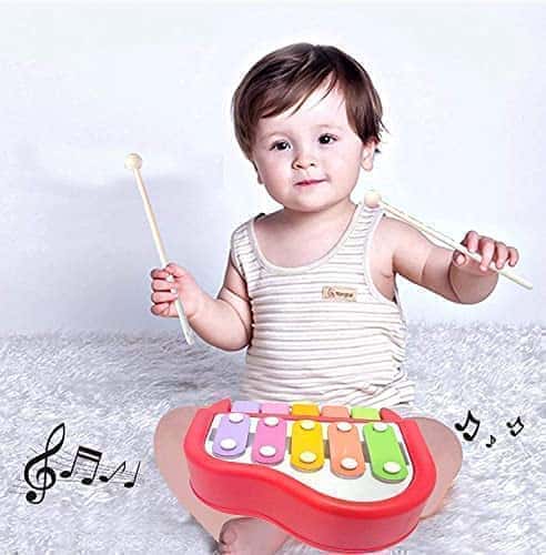 Preview image 5th product image for Musical Multi-Keys Xylophone and Piano for Kids - Non-Toxic and Non-Battery - Red - BachcheCompany.com