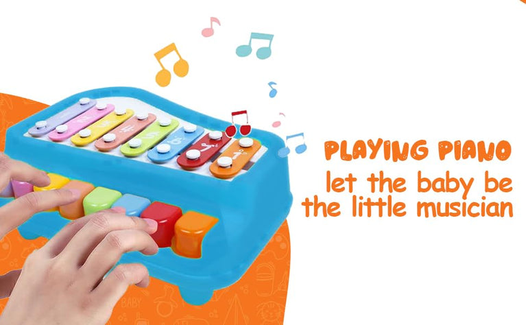 Preview image 4th product image for Musical Multi-Keys Xylophone and Piano for Kids - Non-Toxic and Non-Battery - 8 Keys Blue - BachcheCompany.com