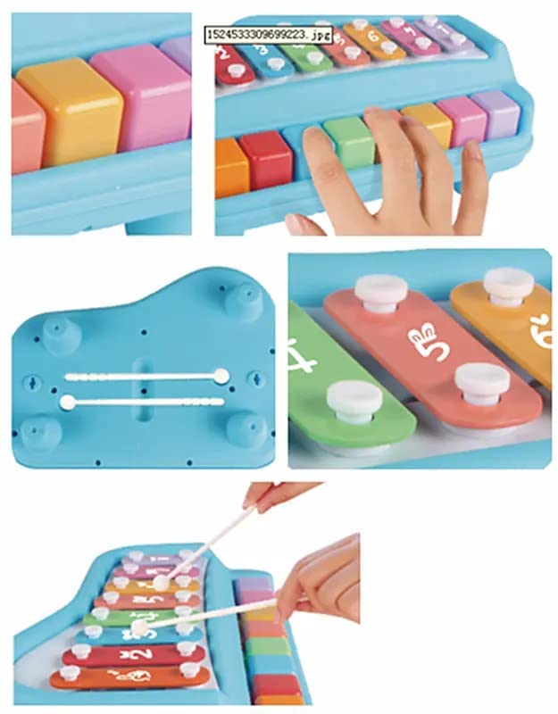 Preview image 6th product image for Musical Multi-Keys Xylophone and Piano for Kids - Non-Toxic and Non-Battery - 8 Keys Blue - BachcheCompany.com