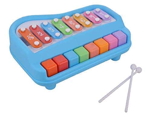 Preview image 7th product image for Musical Multi-Keys Xylophone and Piano for Kids - Non-Toxic and Non-Battery - 8 Keys Blue - BachcheCompany.com