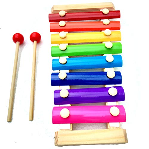 Preview image 2nd product image for Colorful 8-Note Wooden Xylophone for Kids | Musical Toy with 2 Sticks - BachcheCompany.com
