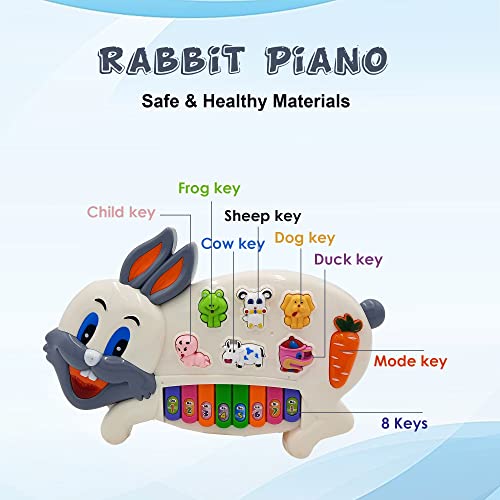 Preview image 2nd product image for Cute Musical Piano Toy for Kids - Rabbit Piano, Multicolour - BachcheCompany.com