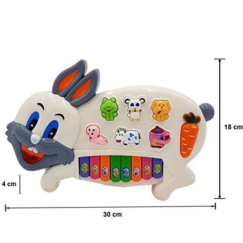 Preview image 3rd product image for Cute Musical Piano Toy for Kids - Rabbit Piano, Multicolour - BachcheCompany.com