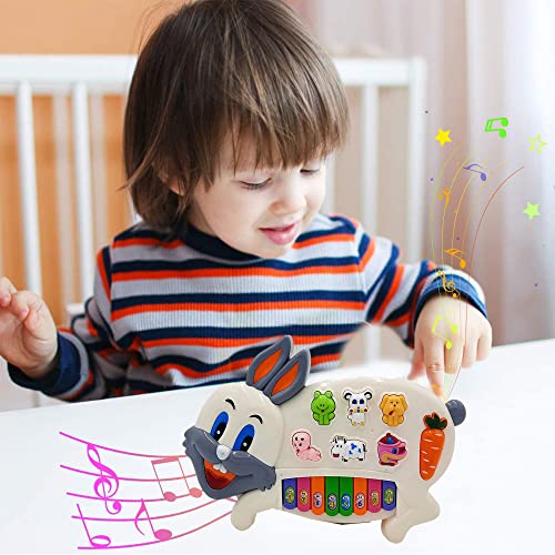 Preview image 5th product image for Cute Musical Piano Toy for Kids - Rabbit Piano, Multicolour - BachcheCompany.com