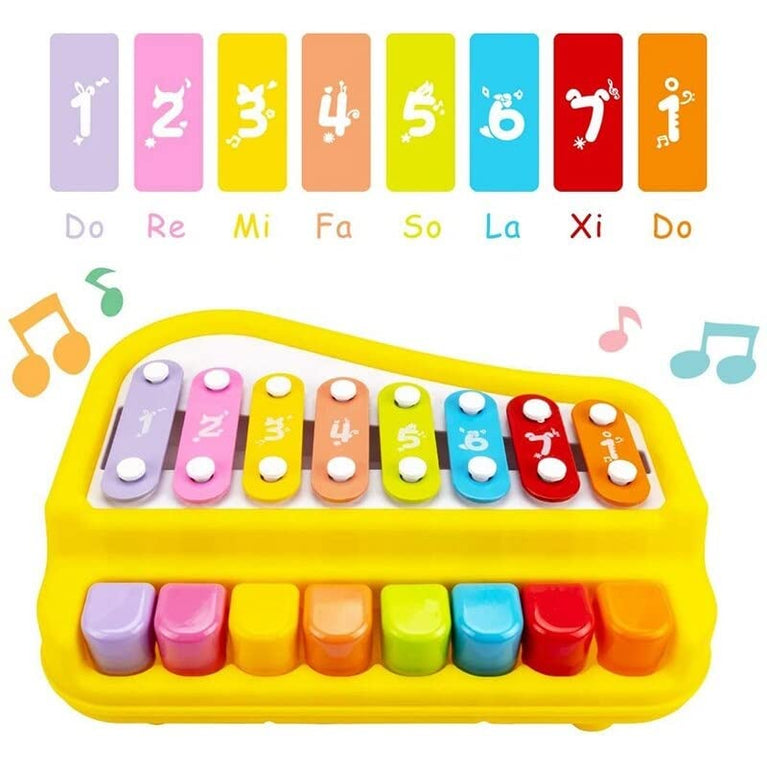 Preview image 2nd product image for Kids 2-in-1 Piano Xylophone: Musical Instrument with 8-Key Scales and Music Cards - BachcheCompany.com