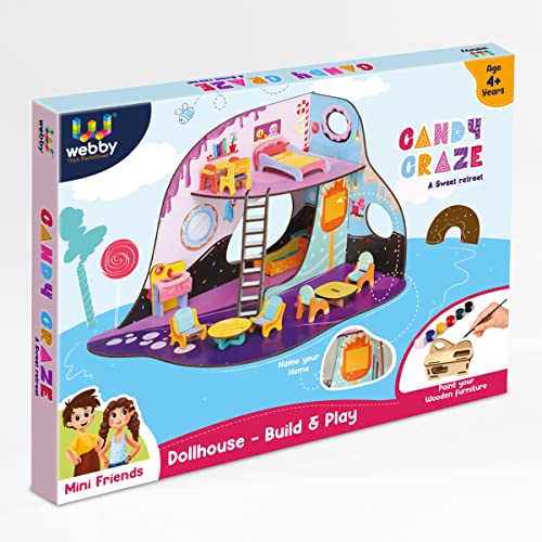 Preview image 2nd product image for Candy Craze: DIY Wooden Doll House Toy with Furniture - BachcheCompany.com
