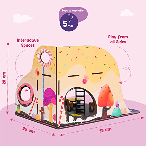 Preview image 4th product image for Candy Craze: DIY Wooden Doll House Toy with Furniture - BachcheCompany.com