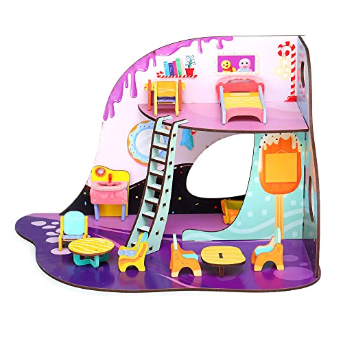 Preview image 5th product image for Candy Craze: DIY Wooden Doll House Toy with Furniture - BachcheCompany.com