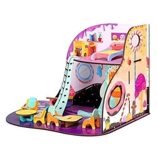 Preview image 9th product image for Candy Craze: DIY Wooden Doll House Toy with Furniture - BachcheCompany.com
