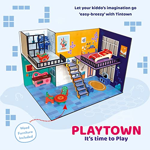 Preview image 5th product image for DIY Play Town Wooden Doll House - Toys for Girls - BachcheCompany.com