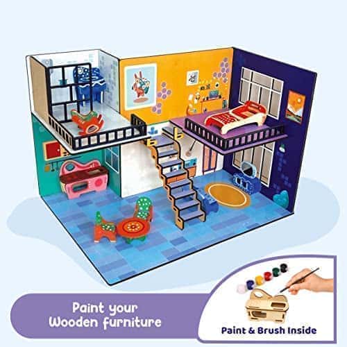 Preview image 7th product image for DIY Play Town Wooden Doll House - Toys for Girls - BachcheCompany.com