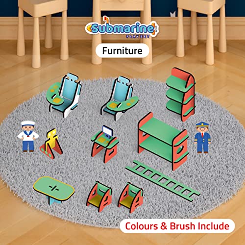Preview image 4th product image for Wooden Submarine Doll House Playset | All-Side Play for Boys and Girls - BachcheCompany.com