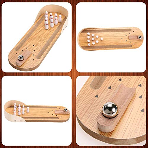 Preview image 3rd product image for Fun Bowling Game Toy Set for Kids - Mini Wooden Desktop Version - BachcheCompany.com